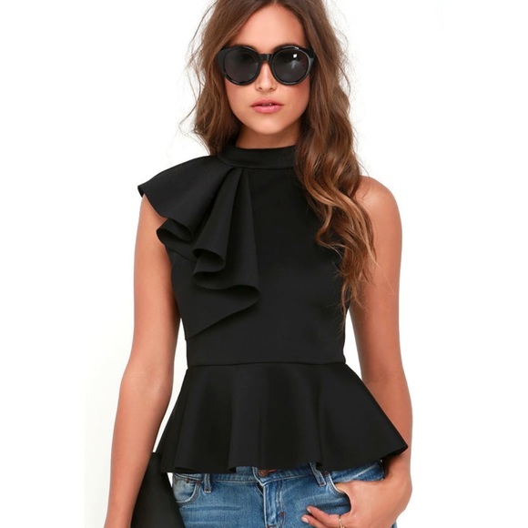 Lulus Tops - Lulu’s Forever More Black Peplum Top